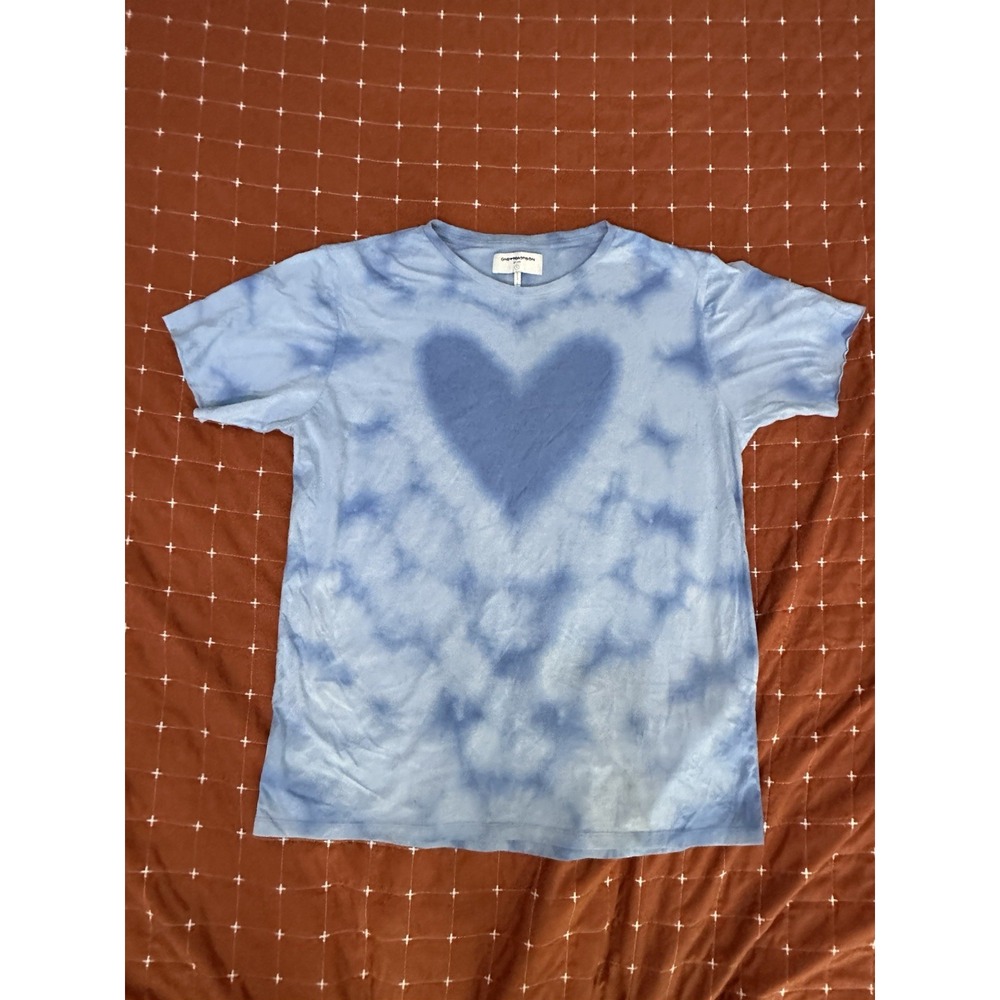 One Teaspoon Love Sweat Split Hem Tee Blue Women's Size S